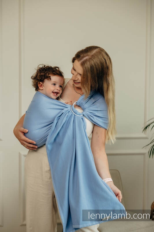 Sling de la gamme de base, d’écharpes (100 % coton) - avec épaule sans plis - LITTLE HERRINGBONE SKYLIGHT - standard 1.8m #babywearing