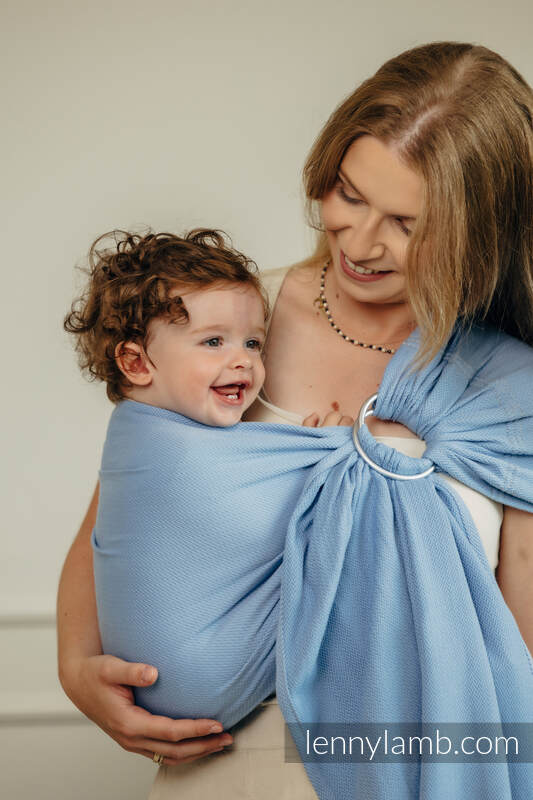 Sling de la gamme de base, d’écharpes (100 % coton) - avec épaule sans plis - LITTLE HERRINGBONE SKYLIGHT - standard 1.8m #babywearing