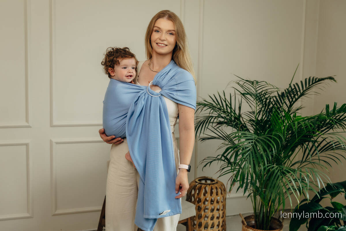 Ring Sling, Herringbone Weave (100% cotton) - with gathered shoulder - LITTLE HERRINGBONE SKYLIGHT  - standard 1.8m #babywearing