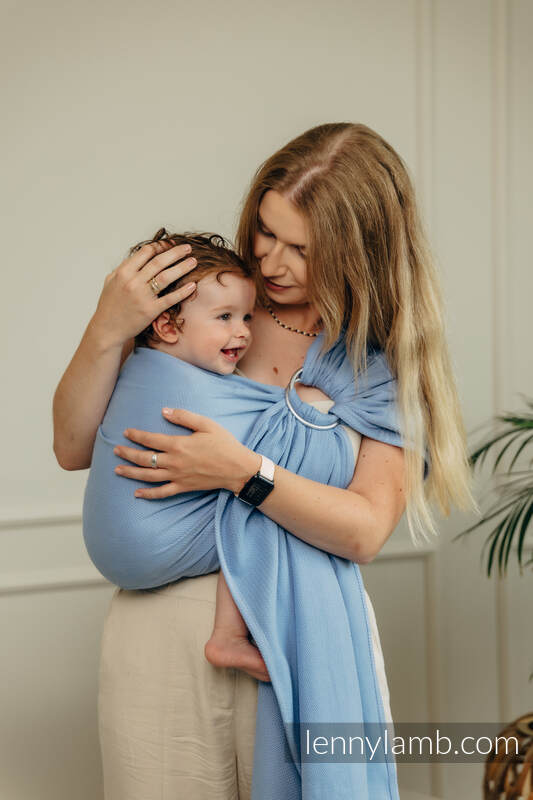 Ring Sling, Herringbone Weave (100% cotton) - with gathered shoulder - LITTLE HERRINGBONE SKYLIGHT  - standard 1.8m #babywearing