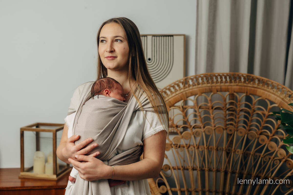 Baby sling for babies with low birthweight, Herringbone Weave, 100% cotton - ALMOND - size L #babywearing