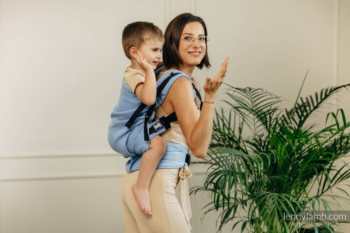 Mochila LennyPreschool, talla preschool, tejido herringbone 100% algodón - LITTLE HERRINGBONE SKYLIGHT  #babywearing