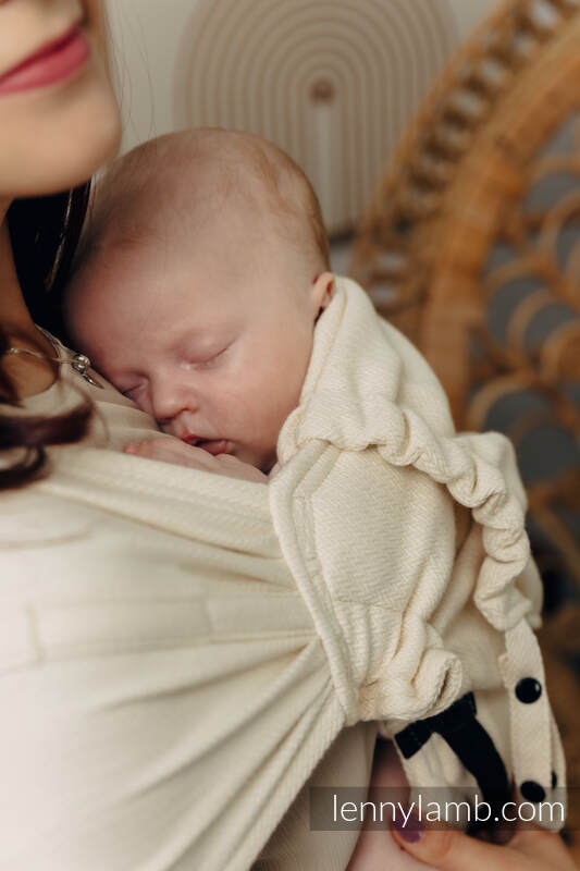 LennyHybrid Half Buckle Carrier, Standard Size, herringbone weave 100% cotton - LITTLE HERRINGBONE LUCE #babywearing