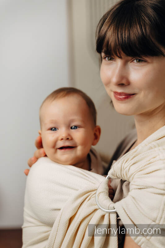 Bandolera de anillas Línea Básica, tejido espiga (100% algodón) - con plegado simple - LITTLE HERRINGBONE LUCE - standard 1.8m  #babywearing