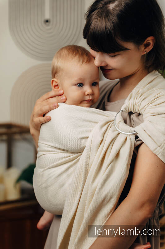 Bandolera de anillas Línea Básica, tejido espiga (100% algodón) - con plegado simple - LITTLE HERRINGBONE LUCE - standard 1.8m  #babywearing