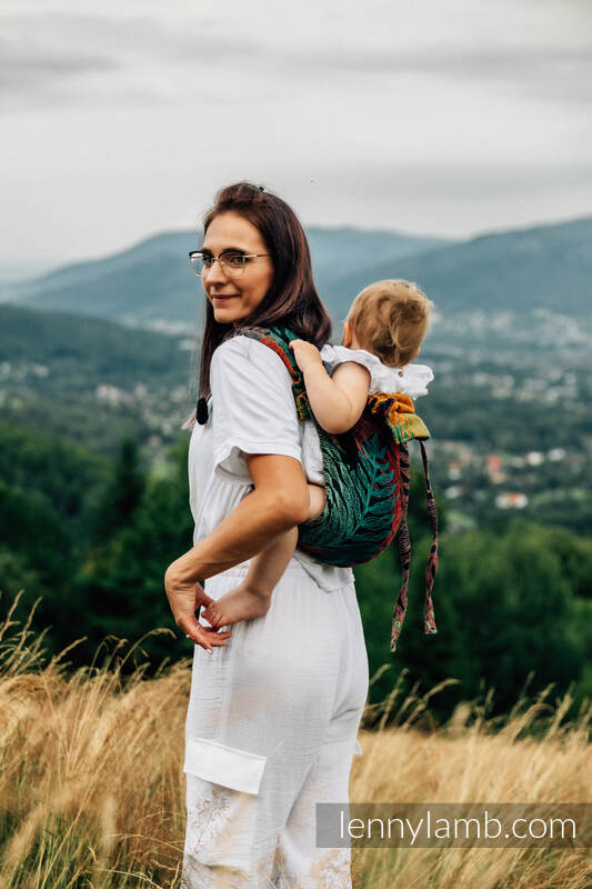 Nosidło Klamrowe ONBUHIMO z tkaniny żakardowej (100% bawełna), rozmiar Toddler - RAINFOREST - DIVERSE #babywearing