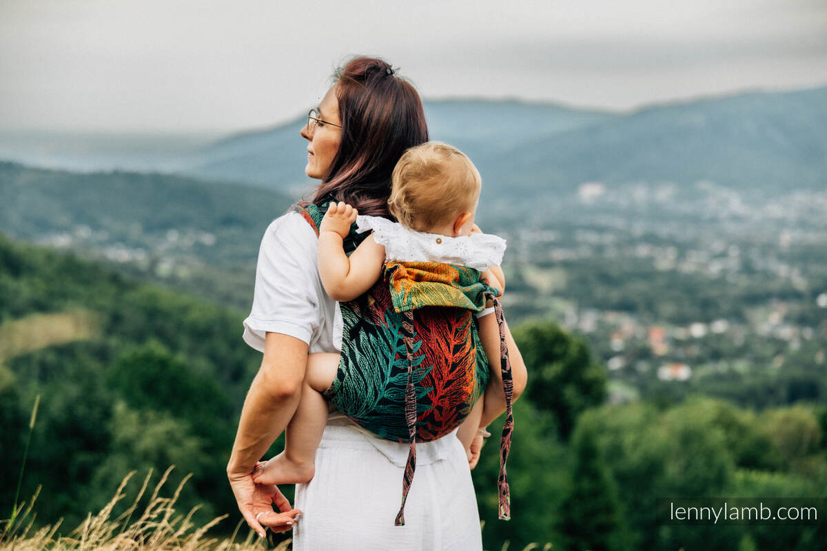 Nosidło Klamrowe ONBUHIMO z tkaniny żakardowej (100% bawełna), rozmiar Toddler - RAINFOREST - DIVERSE #babywearing