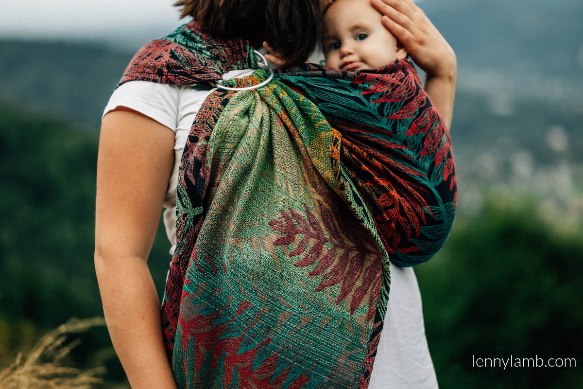 Ring Sling, Jacquard Weave (100% cotton), with gathered shoulder - RAINFOREST - DIVERSE - standard 1.8m #babywearing