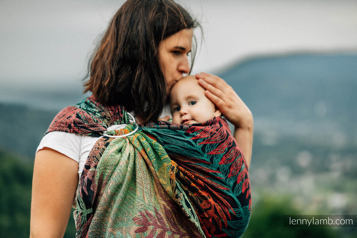 Żakardowa chusta kółkowa do noszenia dzieci, (100% bawełna), ramię bez zakładek - RAINFOREST - DIVERSE - standard 1.8m #babywearing