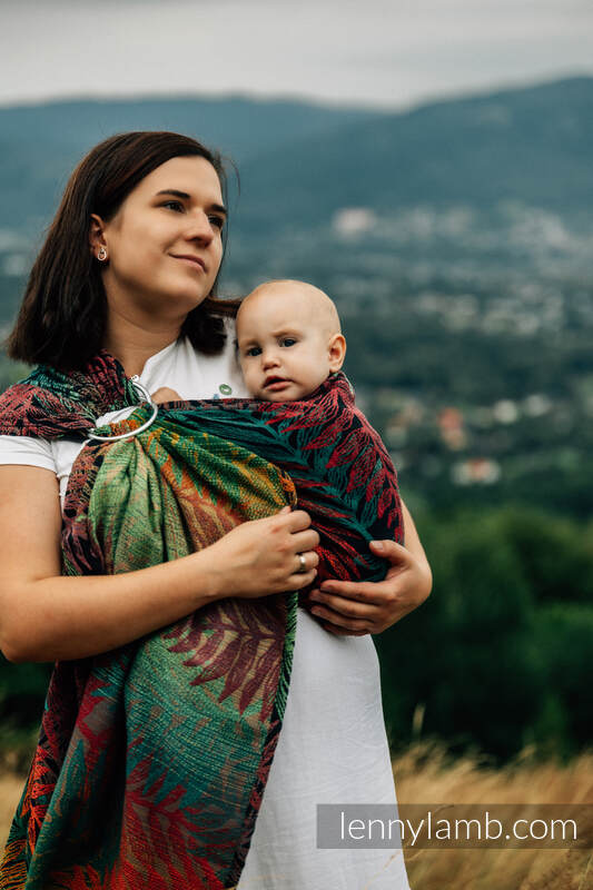 Żakardowa chusta kółkowa do noszenia dzieci, (100% bawełna), ramię bez zakładek - RAINFOREST - DIVERSE - standard 1.8m #babywearing