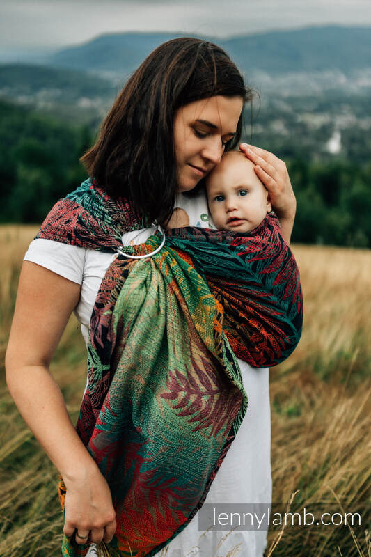 Ringsling, Jacquard Weave (100% cotton), with gathered shoulder - RAINFOREST - DIVERSE - standard 1.8m #babywearing