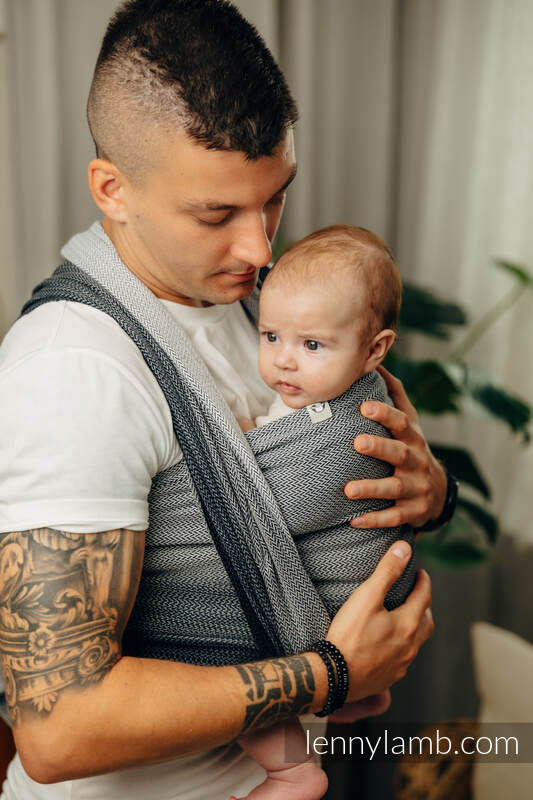 Baby Wrap, Herringbone Weave (100% cotton) - LITTLE HERRINGBONE OMBRE GREY - size L #babywearing