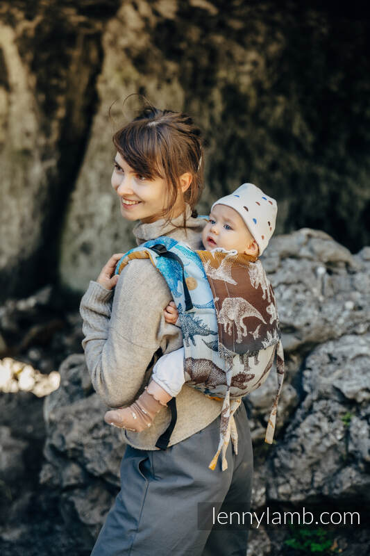 Nosidło Klamrowe ONBUHIMO z tkaniny żakardowej (100% bawełna), rozmiar Standard - PARK JURAJSKI - FOSSIL #babywearing