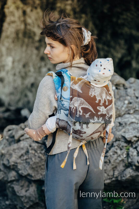 Nosidło Klamrowe ONBUHIMO z tkaniny żakardowej (100% bawełna), rozmiar Standard - PARK JURAJSKI - FOSSIL #babywearing