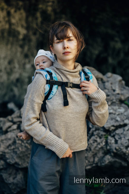 Nosidło Klamrowe ONBUHIMO z tkaniny żakardowej (100% bawełna), rozmiar Standard - PARK JURAJSKI - FOSSIL #babywearing