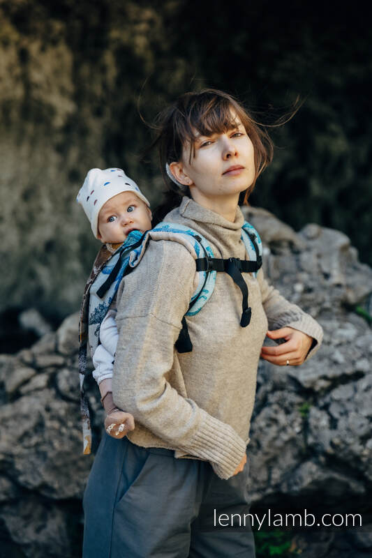 Nosidło Klamrowe ONBUHIMO z tkaniny żakardowej (100% bawełna), rozmiar Standard - PARK JURAJSKI - FOSSIL #babywearing