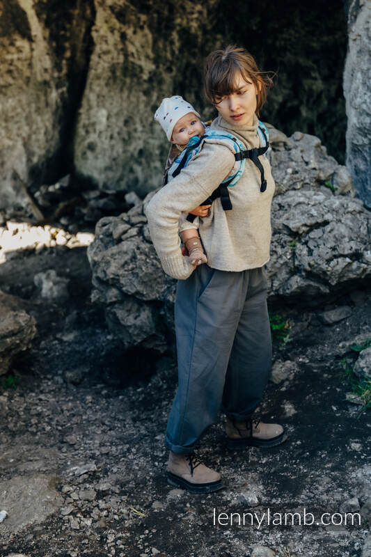 Nosidło Klamrowe ONBUHIMO z tkaniny żakardowej (100% bawełna), rozmiar Standard - PARK JURAJSKI - FOSSIL #babywearing