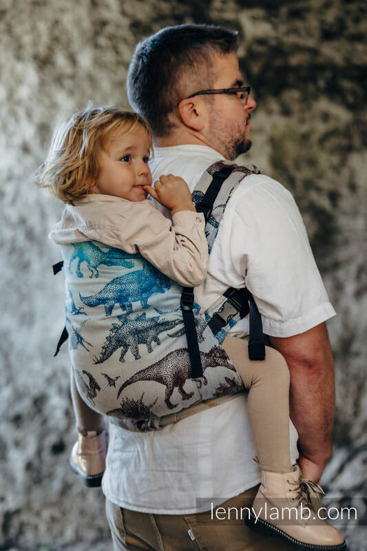 Porte-bébé LennyPreschool, taille preschool, jacquard, 100% coton - JURASSIC PARK - FOSSIL #babywearing