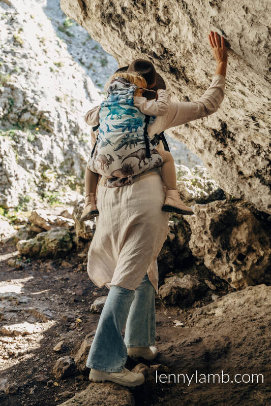 Porte-bébé LennyPreschool, taille preschool, jacquard, 100% coton - JURASSIC PARK - FOSSIL #babywearing