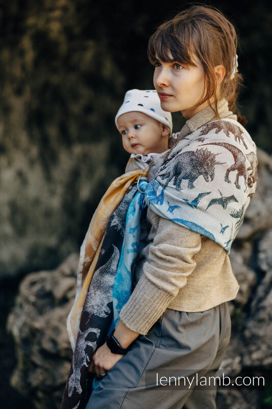 Ringsling, Jacquard Weave (100% cotton) - with gathered shoulder - JURASSIC PARK - FOSSIL  - standard 1.8m #babywearing