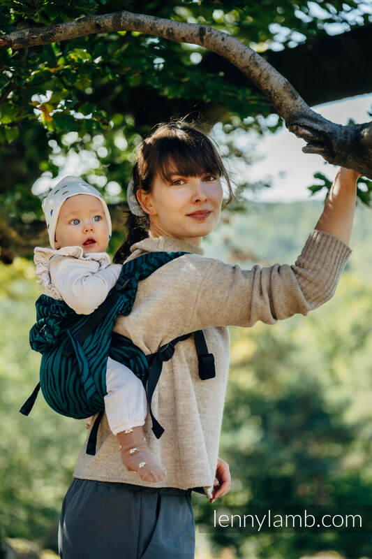 Lenny Buckle Onbuhimo baby carrier, standard size, jacquard weave (63% cotton, 37% Merino wool) - ZEBRA - SAVANNA #babywearing