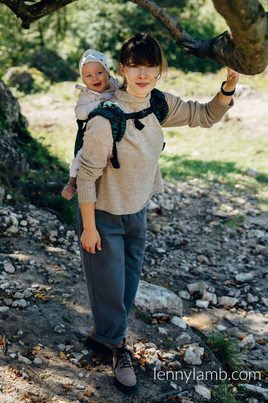 Lenny Onbuhimo, misura standard, tessitura jacquard, (63% cotone, 37% lana merinos) - ZEBRA - SAVANNA #babywearing