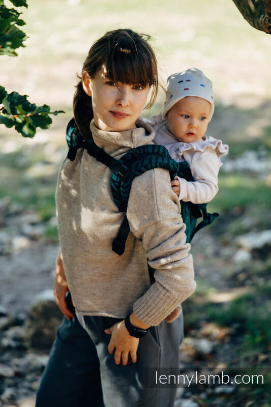 Lenny Buckle Onbuhimo baby carrier, standard size, jacquard weave (63% cotton, 37% Merino wool) - ZEBRA - SAVANNA #babywearing