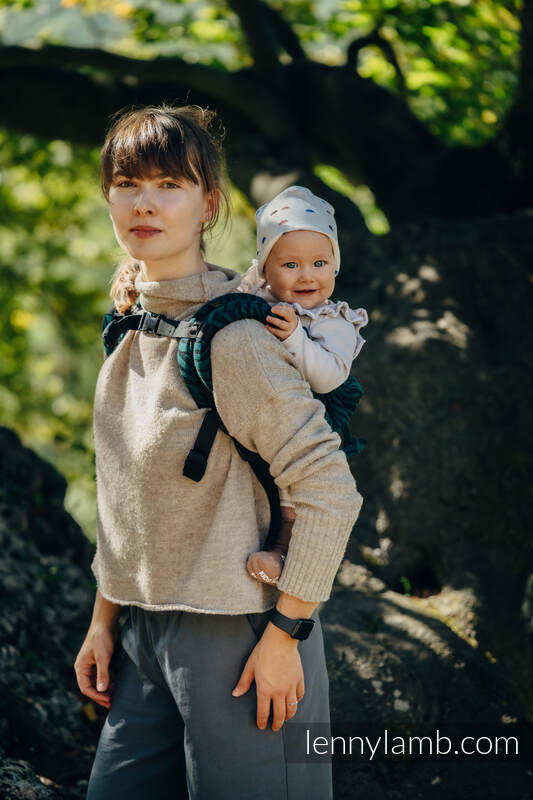 Nosidło Klamrowe ONBUHIMO z tkaniny żakardowej (63% bawełna, 37% wełna merino), rozmiar Toddler - ZEBRA - SAVANNA #babywearing