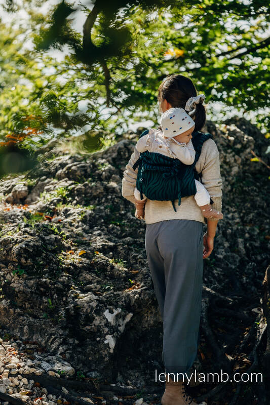 Onbuhimo de Lenny, taille standard, jacquard (63% Coton, 37% Laine mérinos) - ZEBRA - SAVANNA #babywearing