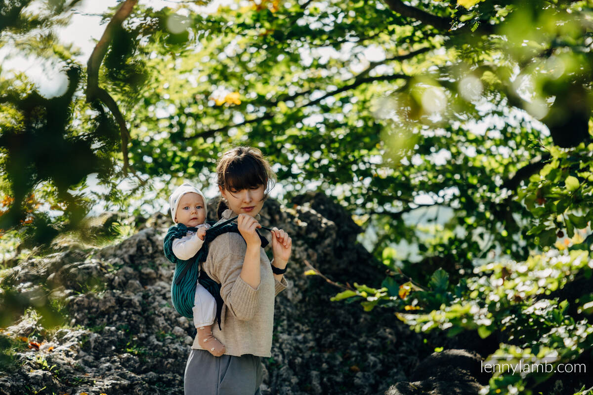 Onbuhimo de Lenny, taille standard, jacquard (63% Coton, 37% Laine mérinos) - ZEBRA - SAVANNA #babywearing