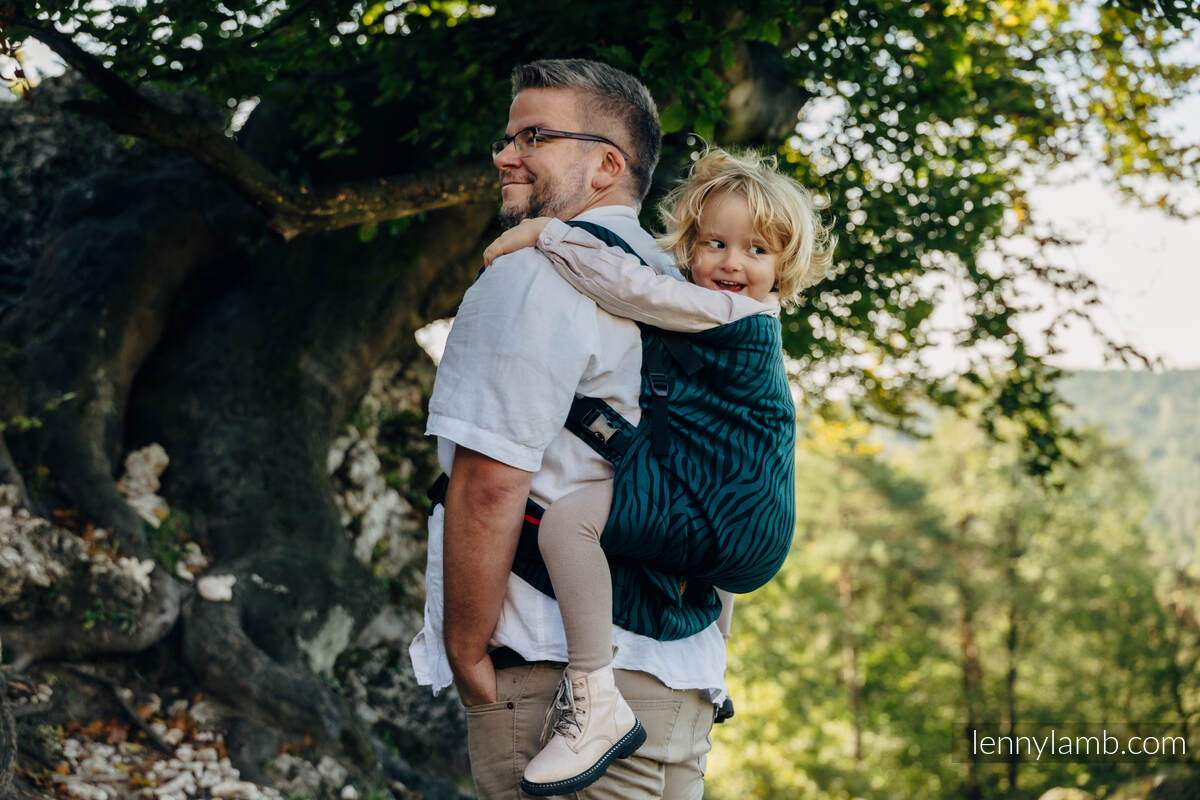 Nosidełko LennyPreschool  z tkaniny żakardowej (63% bawełna, 37% wełna merino), rozmiar preschool - ZEBRA - SAVANNA #babywearing