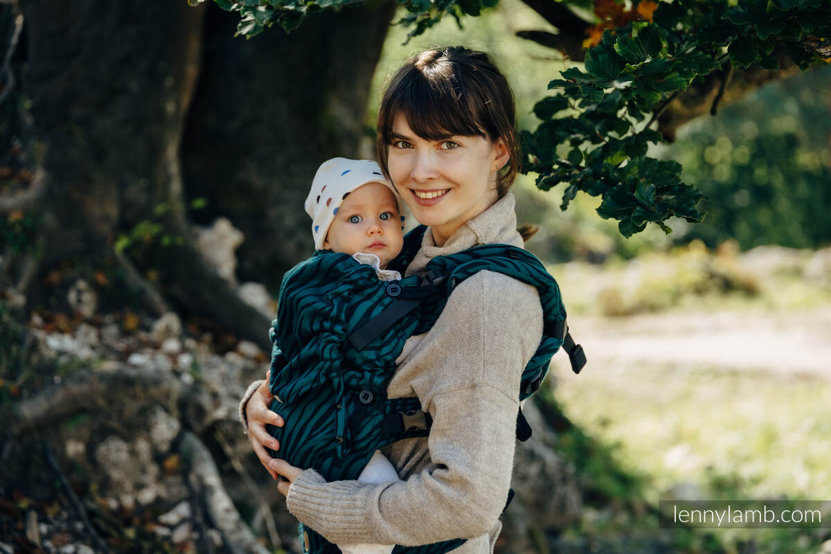 LennyUpGrade Carrier, Standard Size, jacquard weave 63% cotton, 37% Merino wool - ZEBRA - SAVANNA #babywearing