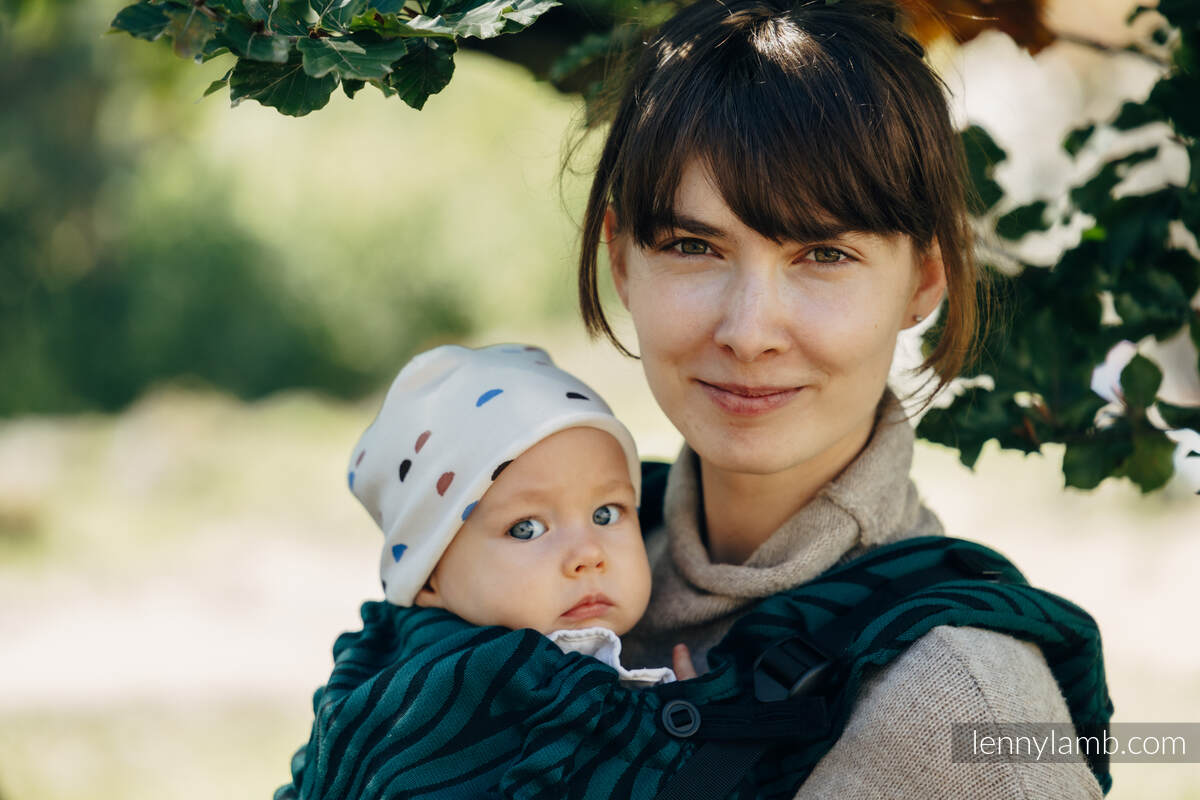 LennyUpGrade Carrier, Standard Size, jacquard weave 63% cotton, 37% Merino wool - ZEBRA - SAVANNA #babywearing