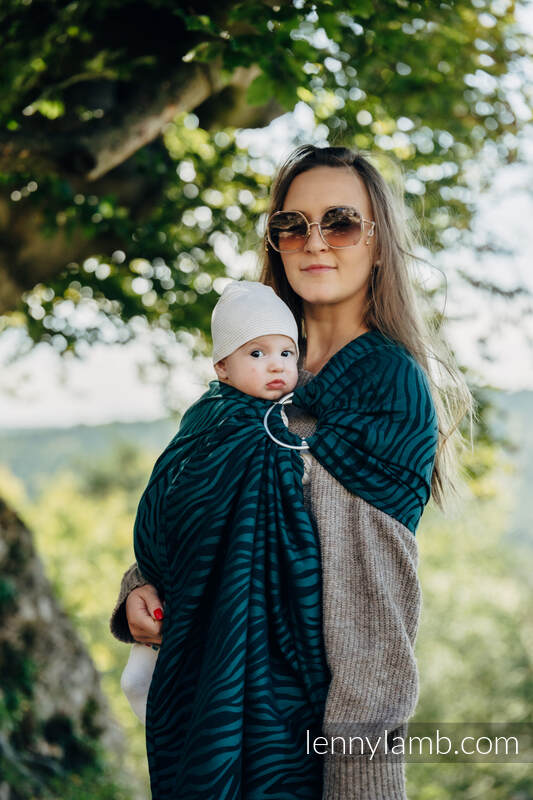 RingSling, Jacquardwebung (63% Baumwolle, 37% Merinowolle), Raffung an den Ringen - ZEBRA - SAVANNA - standard 1.8m #babywearing