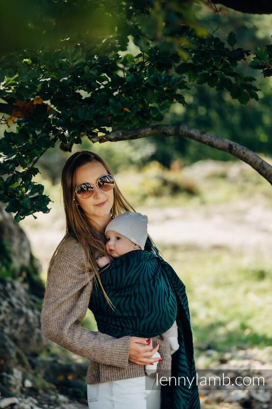 RingSling, Jacquardwebung (63% Baumwolle, 37% Merinowolle), Raffung an den Ringen - ZEBRA - SAVANNA - standard 1.8m #babywearing