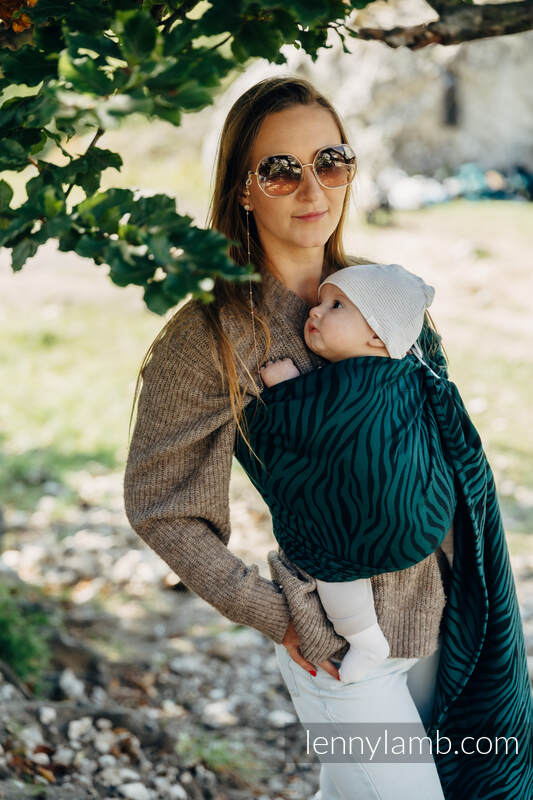 Ringsling, Jacquard Weave (63% cotton, 37% Merino wool), with gathered shoulder - ZEBRA - SAVANNA - standard 1.8m #babywearing