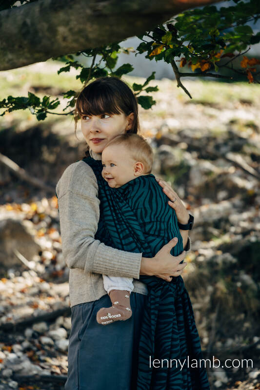 Baby Wrap, Jacquard Weave (63% cotton, 37% Merino wool) - ZEBRA - SAVANNA - size M #babywearing