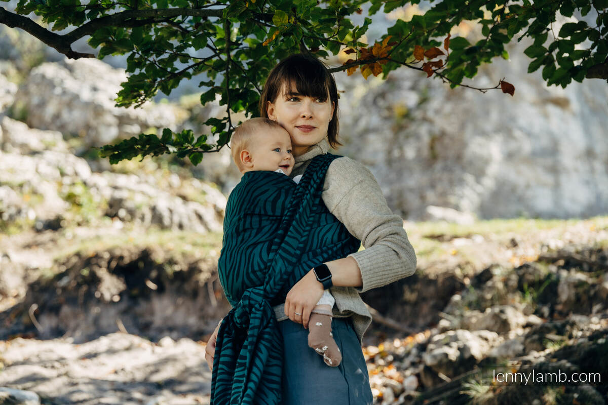 Baby Wrap, Jacquard Weave (63% cotton, 37% Merino wool) - ZEBRA - SAVANNA - size L #babywearing