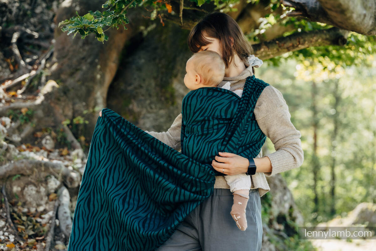 Tragetuch, Jacquardwebung (63% Baumwolle, 37% Merinowolle) - ZEBRA - SAVANNA - Größe L #babywearing