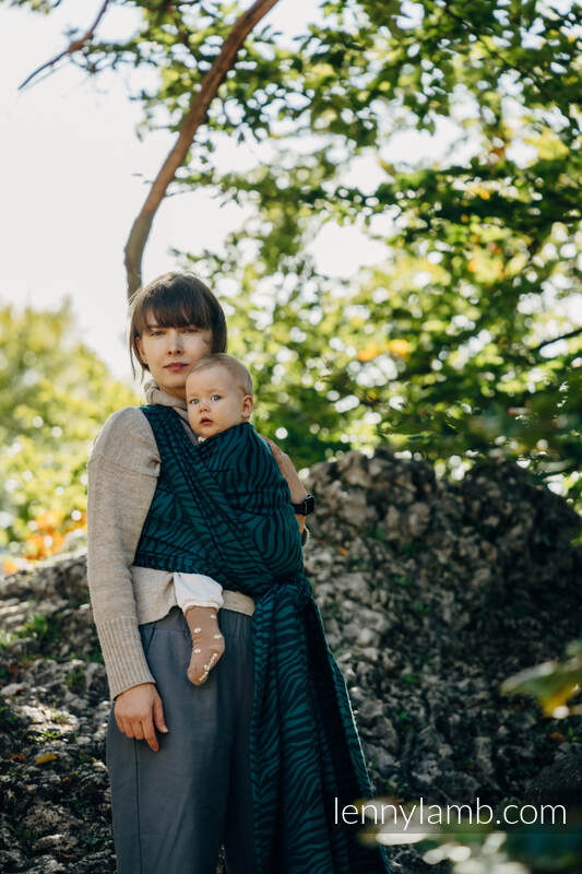 Żakardowa chusta do noszenia dzieci, 63% bawełna, 37% wełna merino - ZEBRA - SAVANNA - rozmiar XL #babywearing