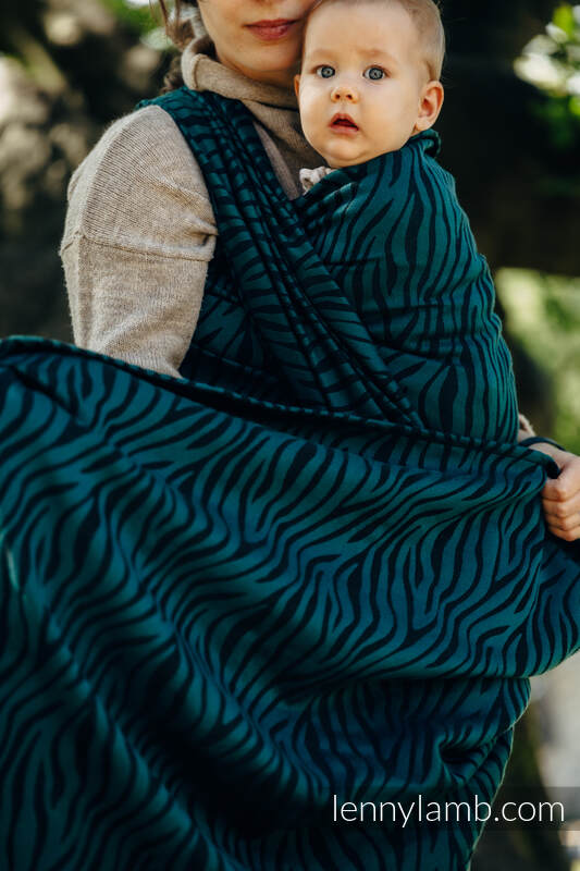 Baby Wrap, Jacquard Weave (63% cotton, 37% Merino wool) - ZEBRA - SAVANNA - size XL #babywearing