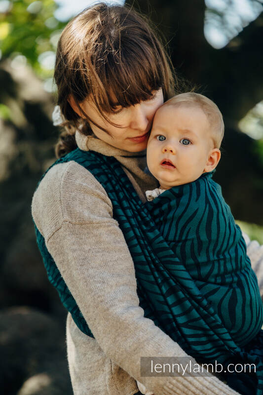 Żakardowa chusta do noszenia dzieci, 63% bawełna, 37% wełna merino - ZEBRA - SAVANNA - rozmiar XL #babywearing