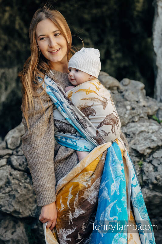 Écharpe, jacquard (100 % coton) - JURASSIC PARK - FOSSIL - taille M (grade B) #babywearing