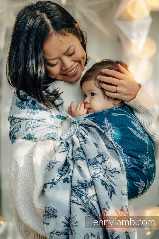 Ring Sling, Jacquard Weave (61% merino wool, 33% cotton, 4% silk, 2% cashmere), with gathered shoulder - HERBARIUM - KAY - standard 1.8m #babywearing