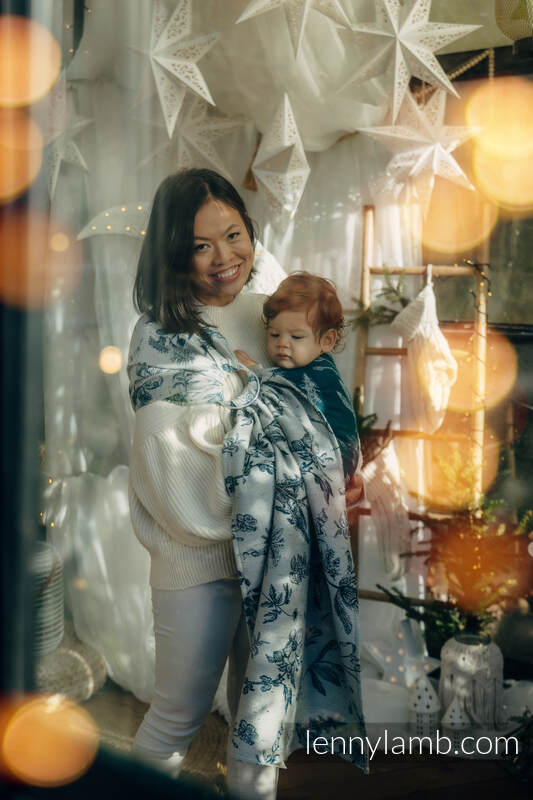 Ring Sling, Jacquard Weave (61% merino wool, 33% cotton, 4% silk, 2% cashmere), with gathered shoulder - HERBARIUM - KAY - standard 1.8m #babywearing