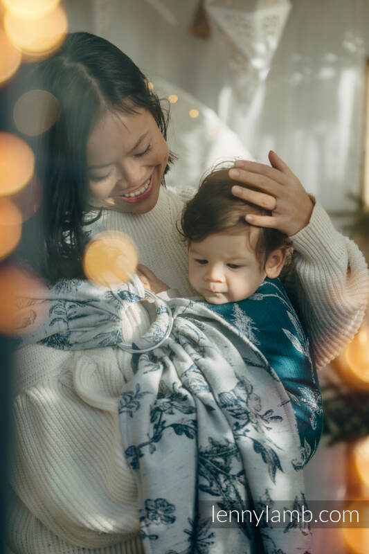 Ring Sling, Jacquard Weave (61% merino wool, 33% cotton, 4% silk, 2% cashmere), with gathered shoulder - HERBARIUM - KAY - standard 1.8m #babywearing