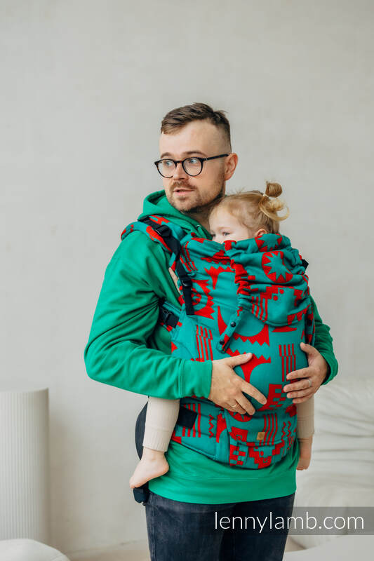 Porte-bébé LennyPreschool, taille preschool, jacquard, (74% laine mérinos, 26% coton peigné) - EXPERIMENT no. 28  #babywearing