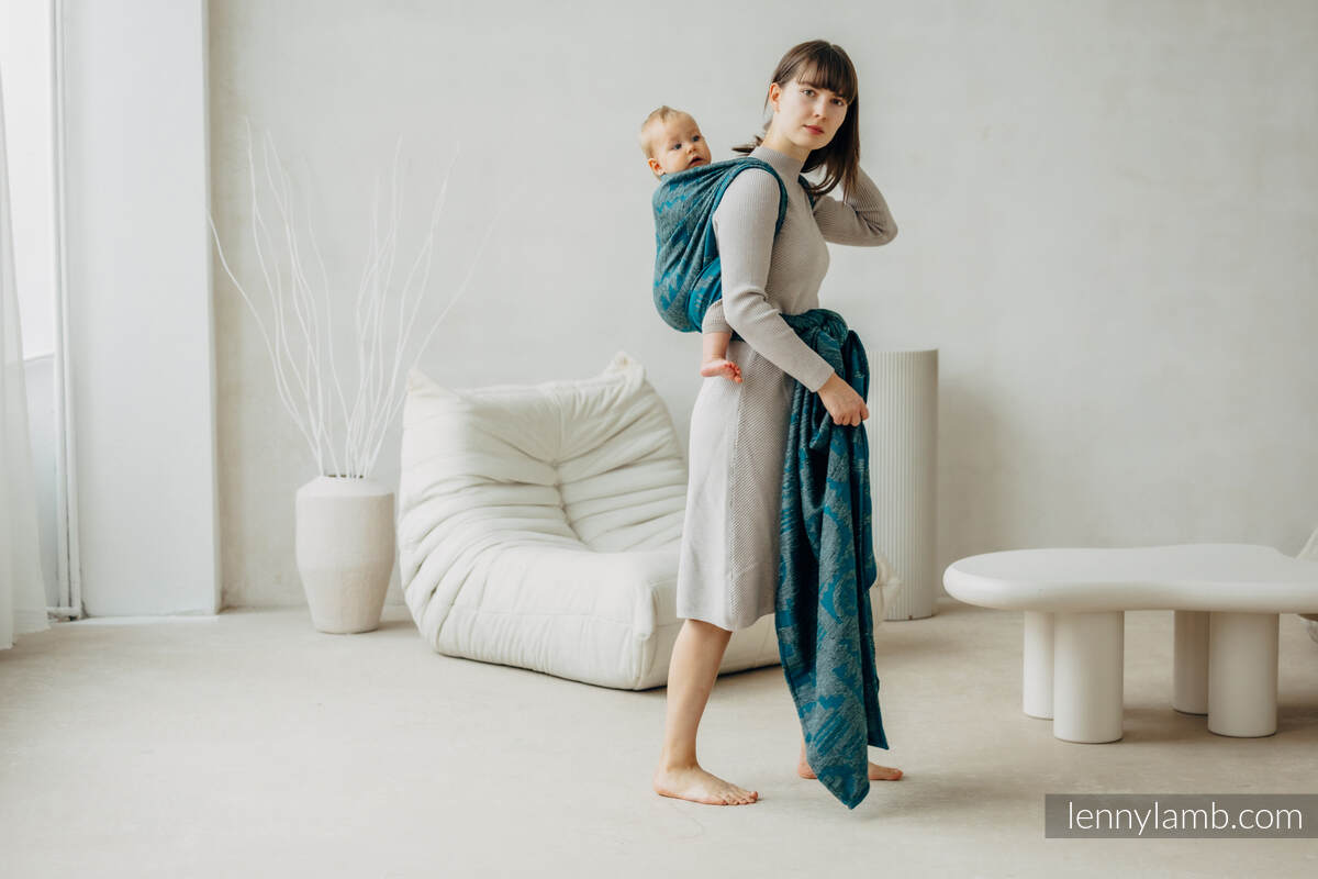 Żakardowa chusta do noszenia dzieci (45% jedwab tussah, 32% bawełna czesana,16% wełna merino, 5% jedwab, 2% kaszmir) - EKSPERYMENT nr 31 - rozmiar M #babywearing