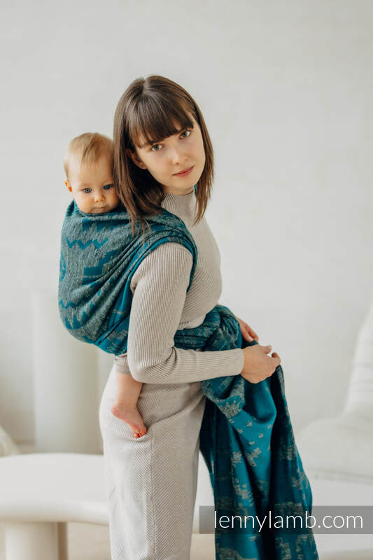 Żakardowa chusta do noszenia dzieci (45% jedwab tussah, 32% bawełna czesana,16% wełna merino, 5% jedwab, 2% kaszmir) - EKSPERYMENT nr 31 - rozmiar M #babywearing