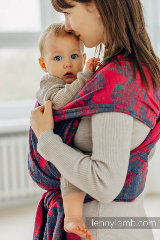 Żakardowa chusta do noszenia dzieci (45% jedwab tussah, 32% bawełna czesana,16% wełna merino, 5% jedwab, 2% kaszmir) - EKSPERYMENT nr 29 - rozmiar S #babywearing